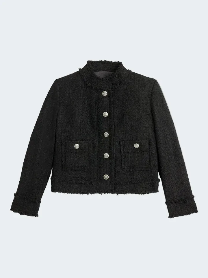 Sand Menswear 6811 Chili giacca bouclé nera sfrangiata