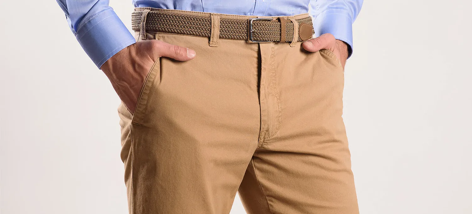 Alain Delon chino slim fit marrone cotone elasticizzato