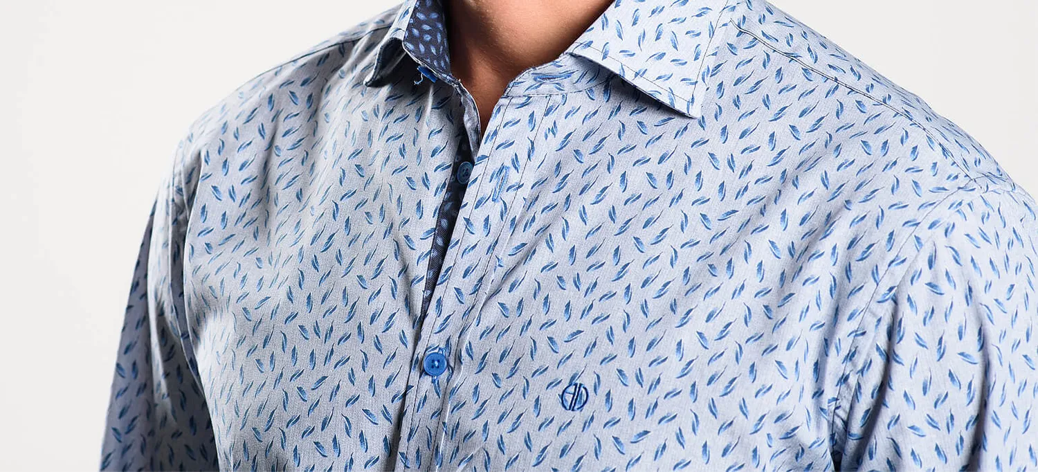 Alain Delon Camicia Grigio Blu Extra Slim Cotone