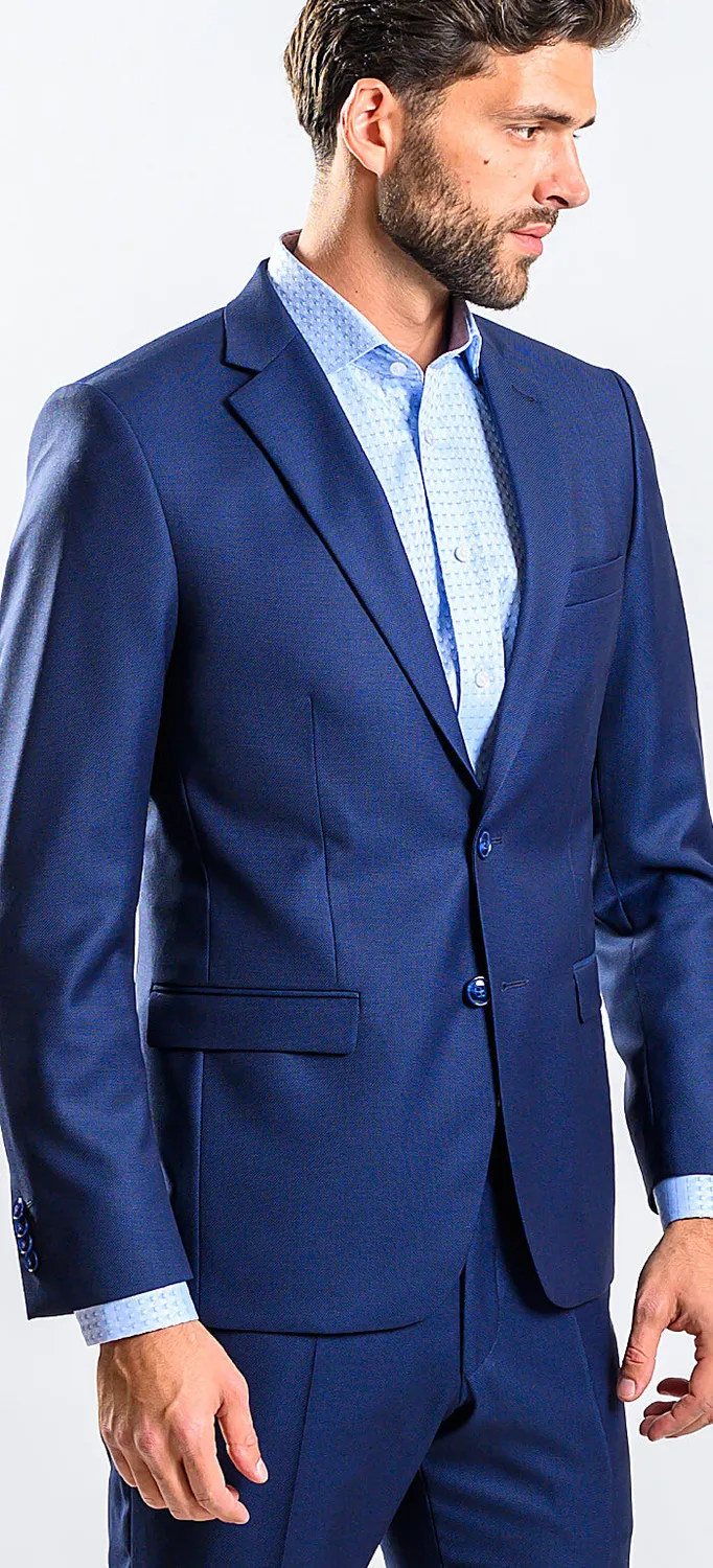 Alain Delon slim fit abito blu lana Zignone