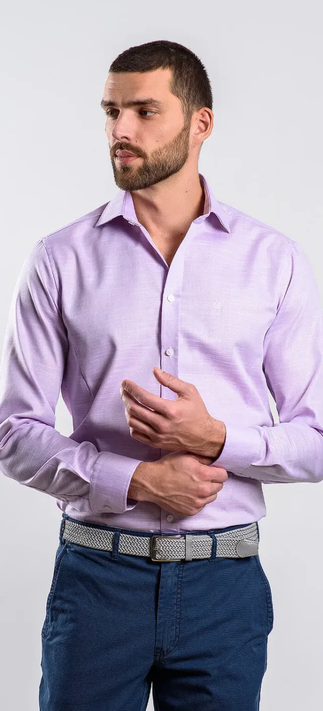 Alain Delon camicia viola extra slim fit cotone Getzner