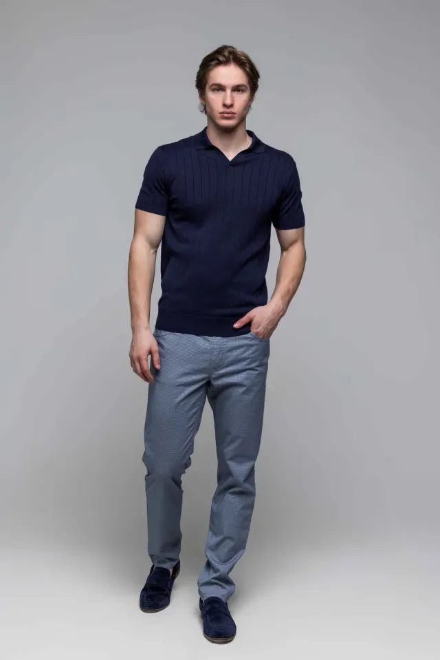 Alain Delon polo maglia blu scuro cotone e tencel