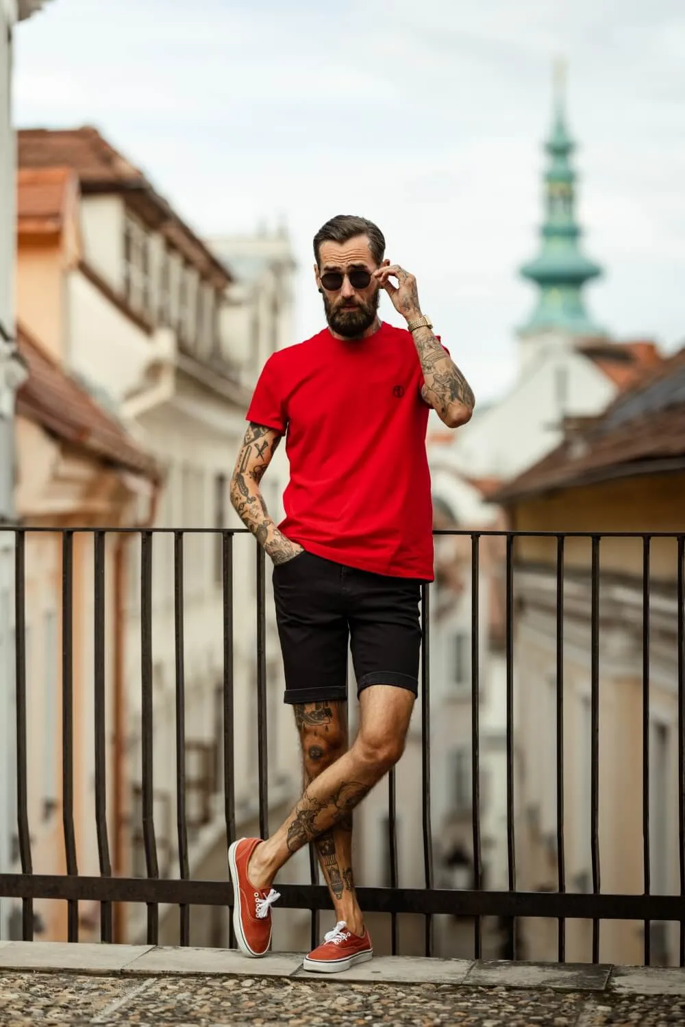 Alain Delon t-shirt slim rossa jersey cotone stretch