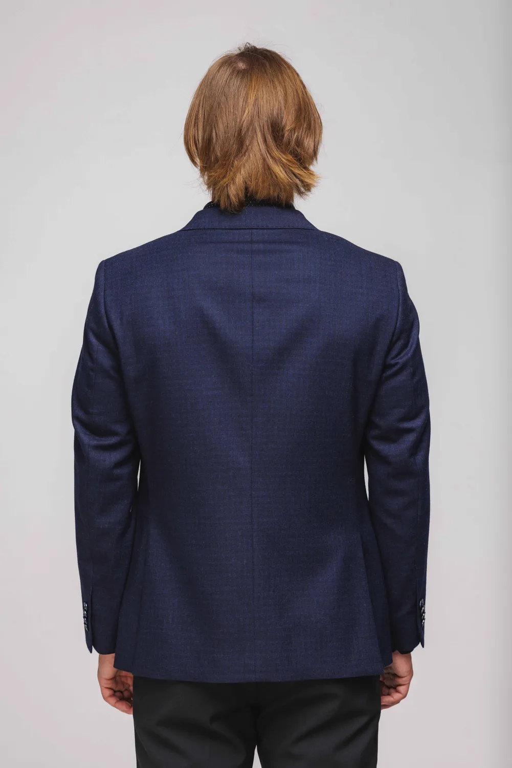 Alain Delon Blazer blu navy quadri neri Slim Fit fodera