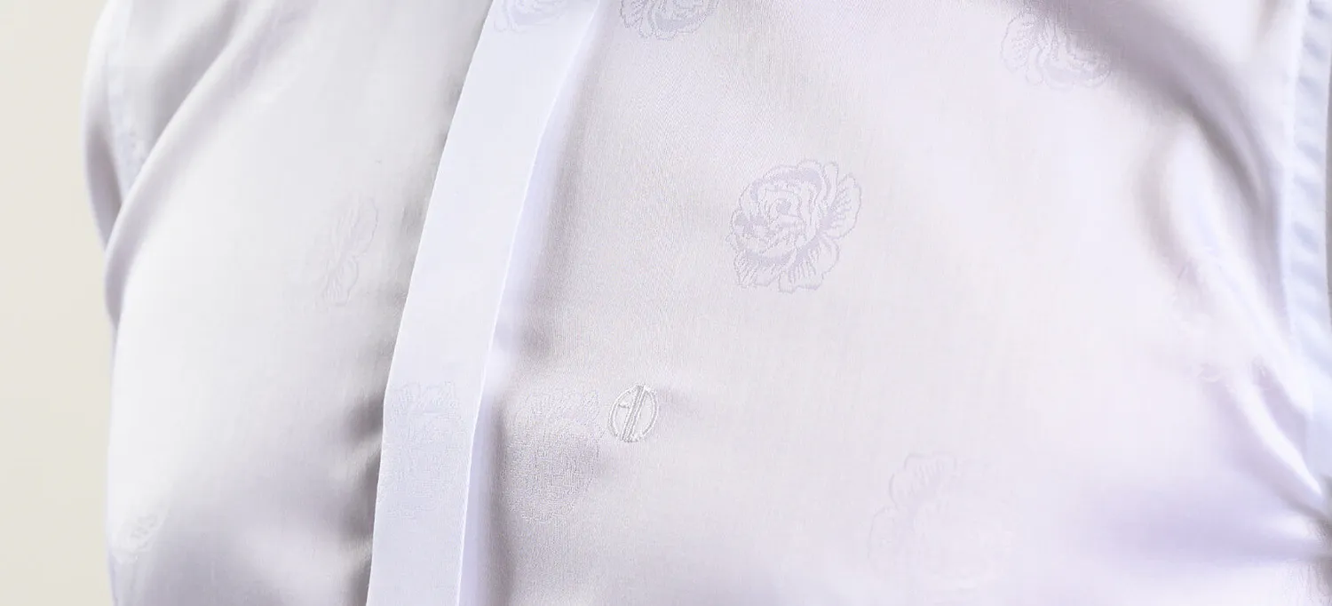 Alain Delon Camicia Slim Fit Bianca Fantasia Rose