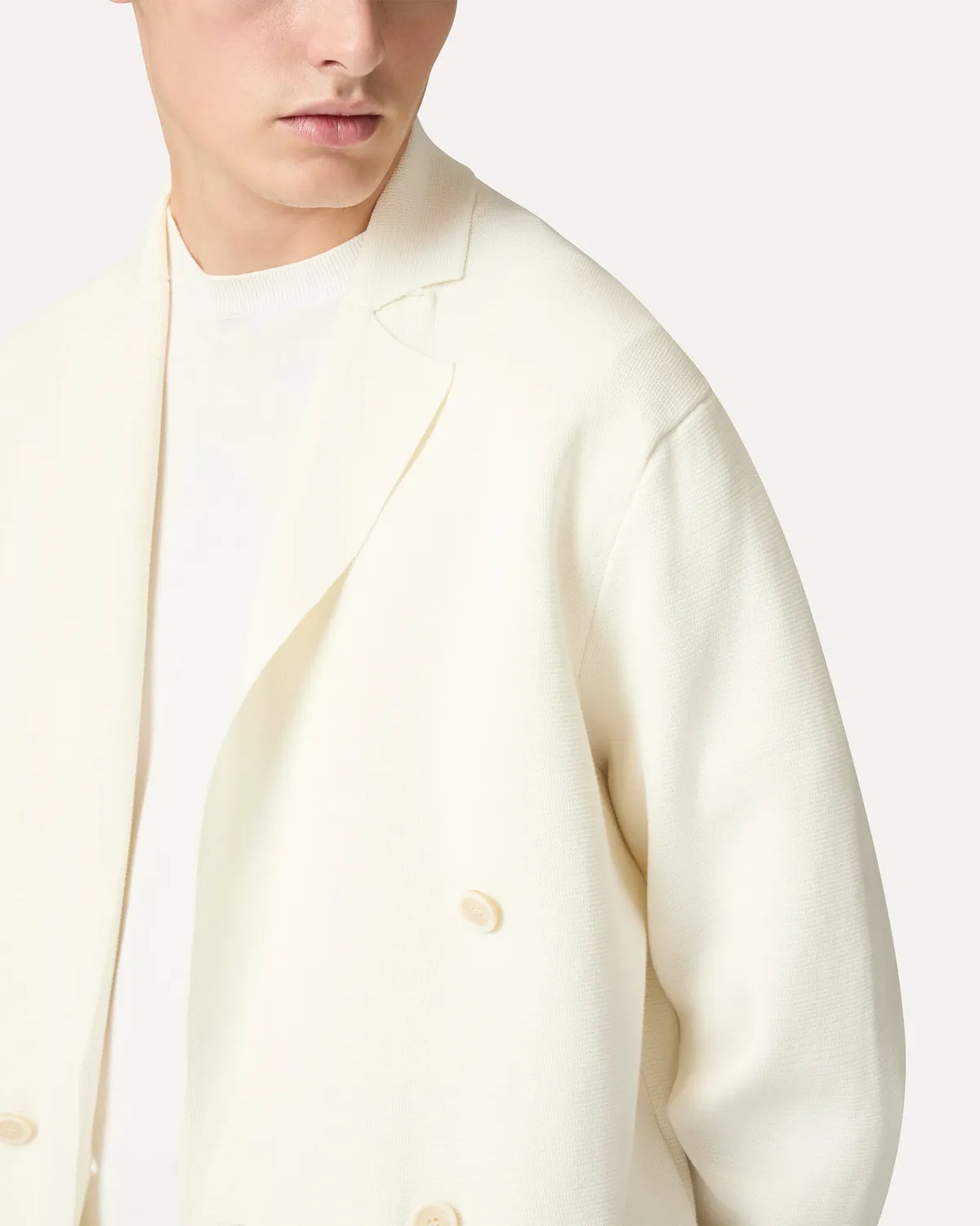 Lardini Giacca Doppiopetto Maglia Cotone Bianca