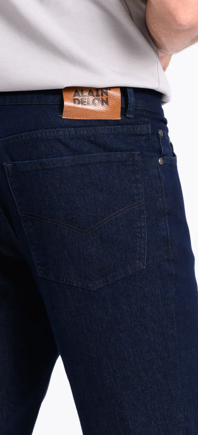 Alain Delon pantaloni casual blu navy slim fit 34/32 cotone