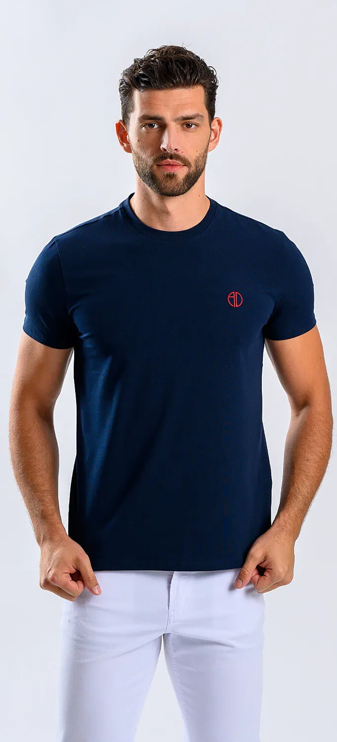 Alain Delon t-shirt blu slim cotone elasticizzata