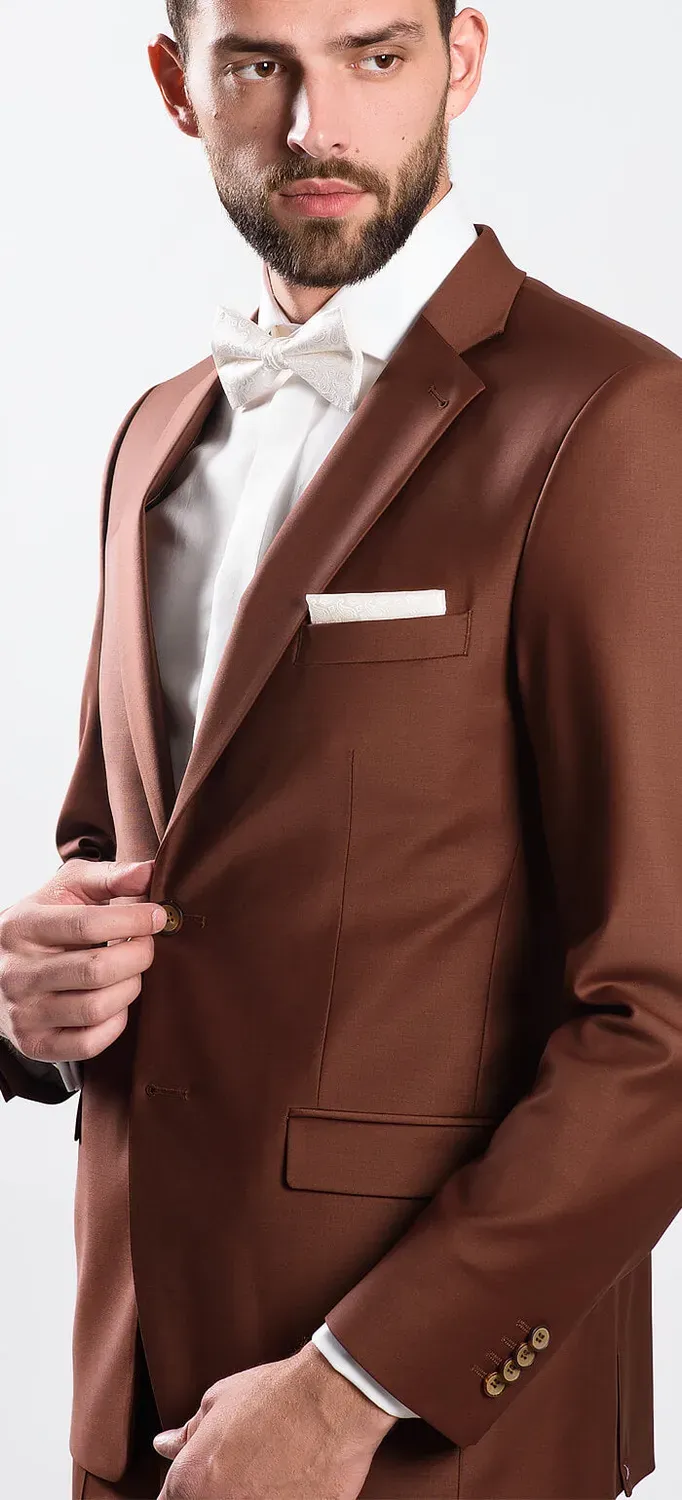 Alain Delon Completo Cannella Slim Fit Lana Matrimonio