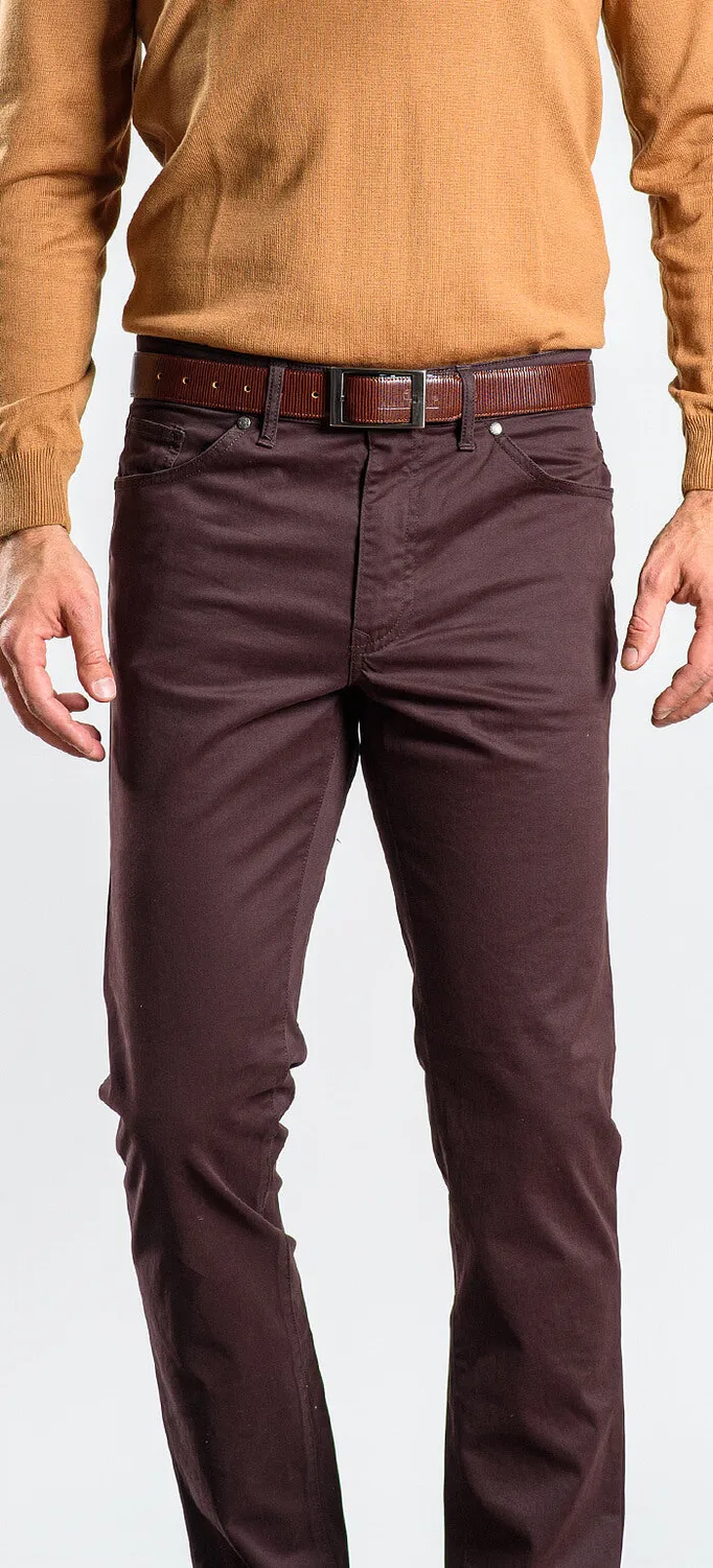 Alain Delon Jeans Marrone Cotone Elasticizzato Slim