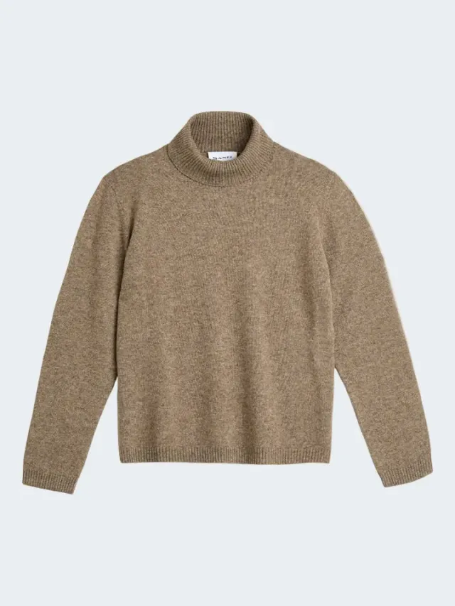 Sand Delmy Roll maglione yak collo alto camel scuro