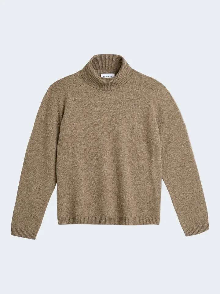 Sand Delmy Roll maglione yak collo alto camel scuro
