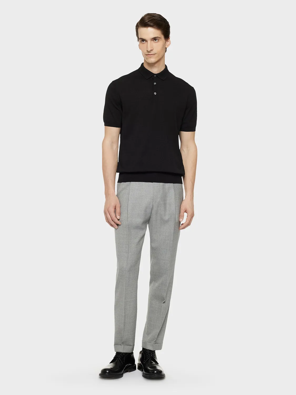 Caruso Butterfly polo cotone nera maniche corte