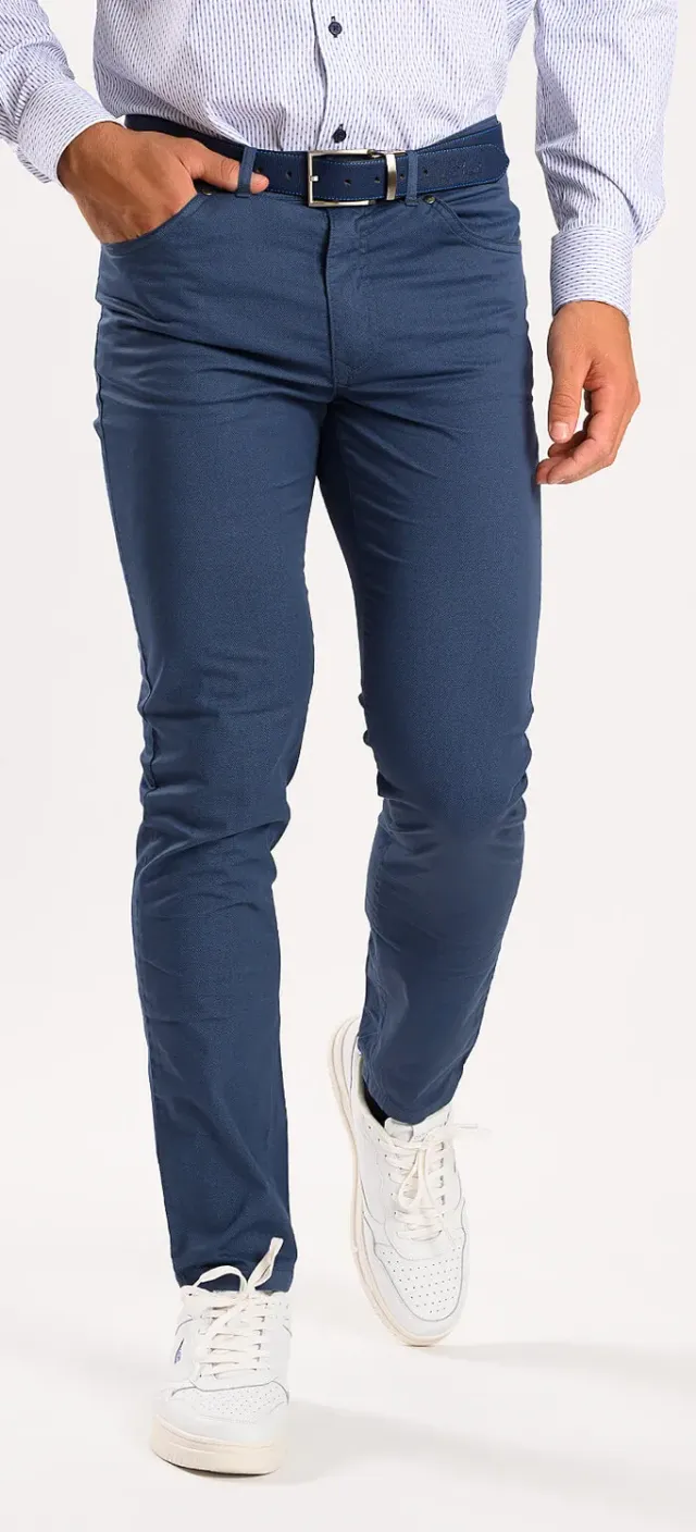 Alain Delon pantaloni casual blu fantasia 35/32 slim fit