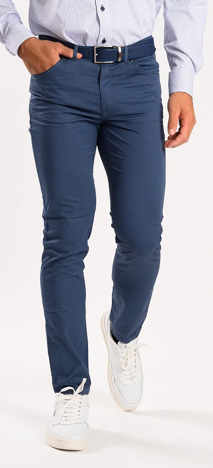 Alain Delon pantaloni casual blu fantasia 35/32 slim fit
