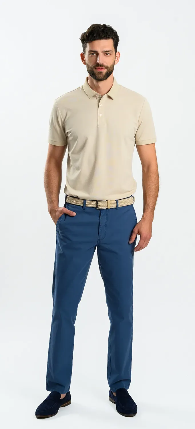Alain Delon Polo Beige Cotone Manica Corta Slim Fit