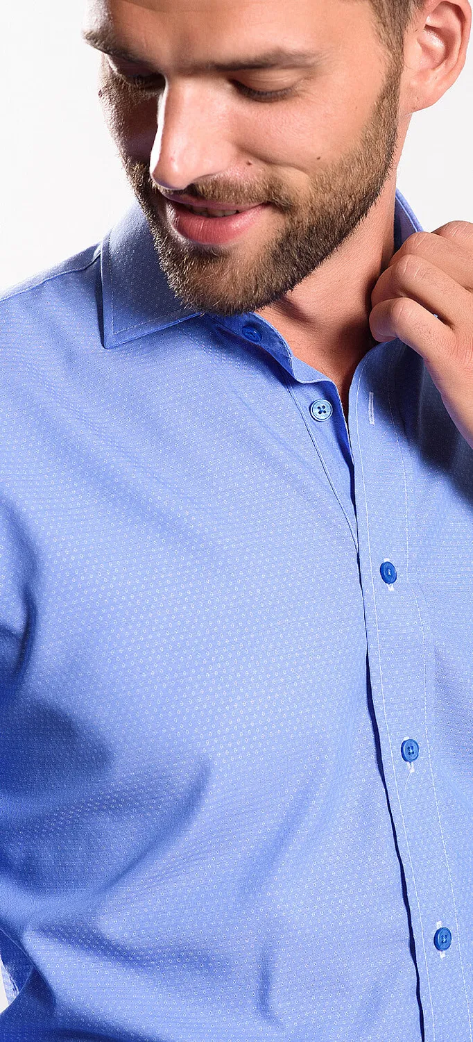 Alain Delon Slim Fit camicia azzurra 41-45 tono su tono