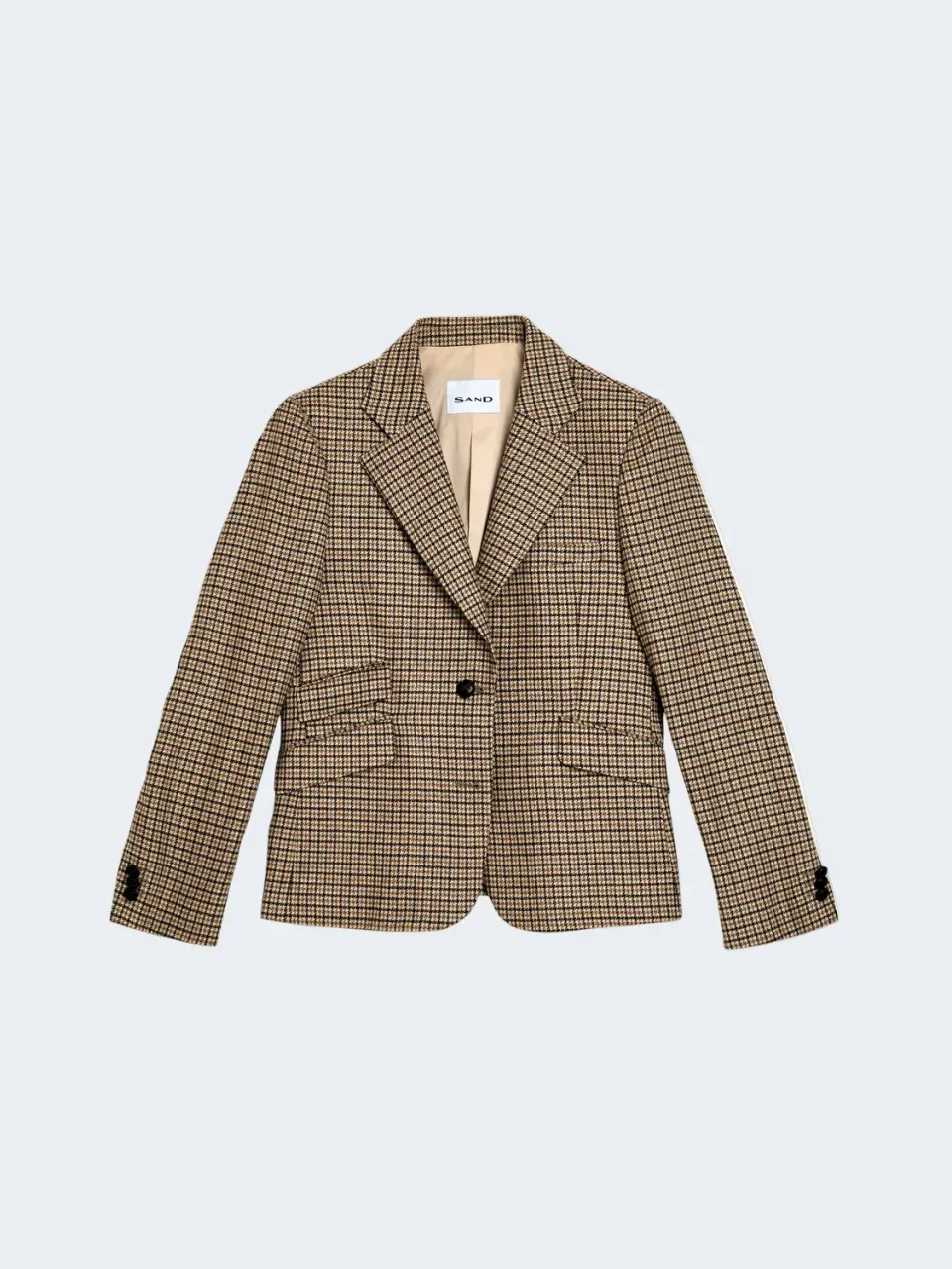 Sand Menswear Remi B giacca lana pied-de-poule bottoni cuoio