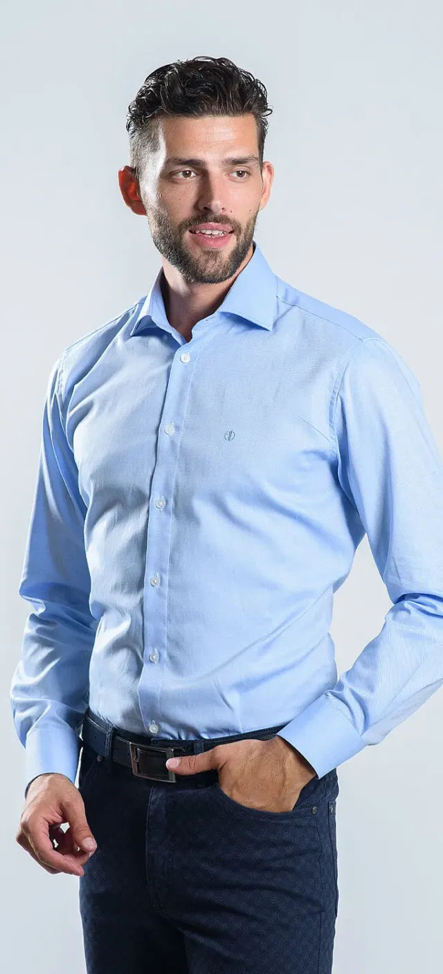 Alain Delon camicia classic fit azzurra 44 in cotone