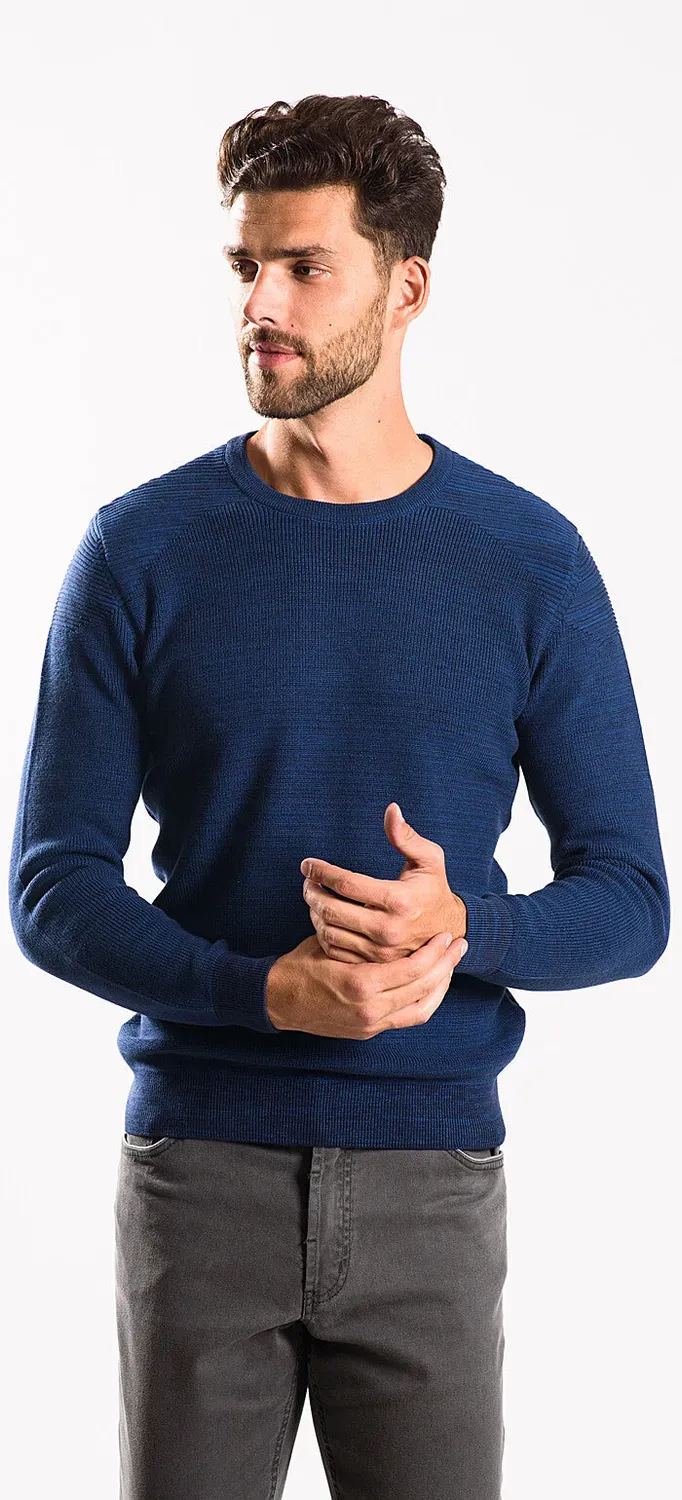 Alain Delon maglione cotone blu slim fit coste