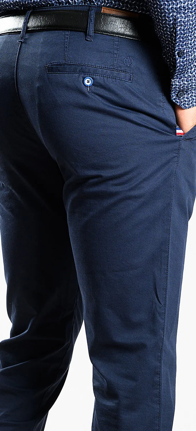 Alain Delon pantalone chino slim blu navy elasticizzato