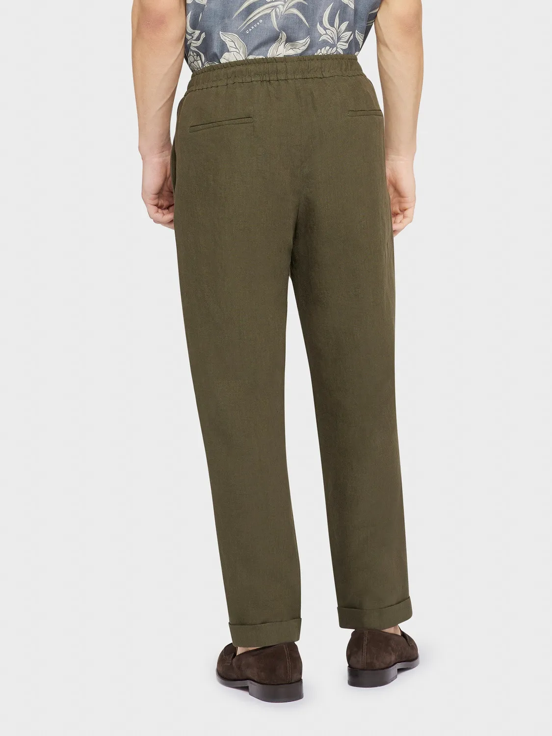 Caruso pantalone lino verde militare