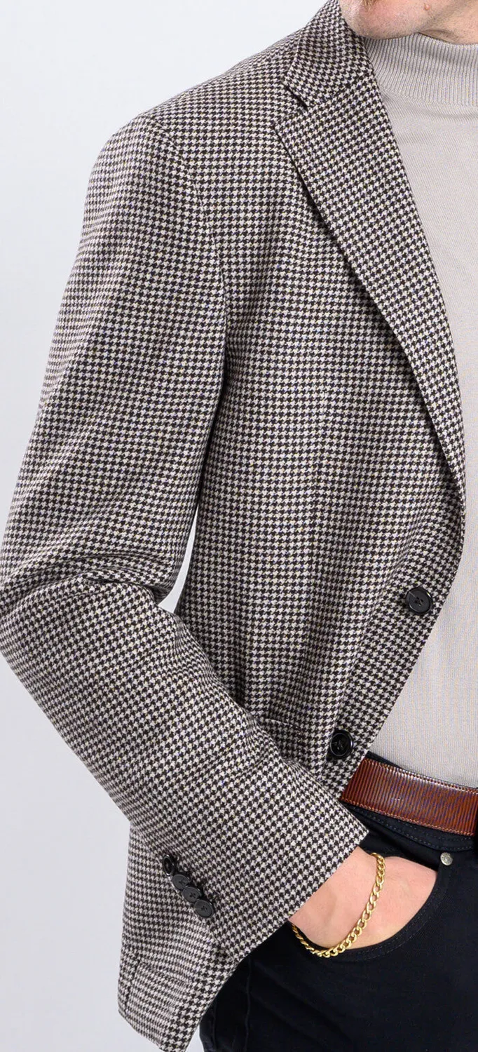 Alain Delon giacca slim lana beige fantasia pied-de-poule