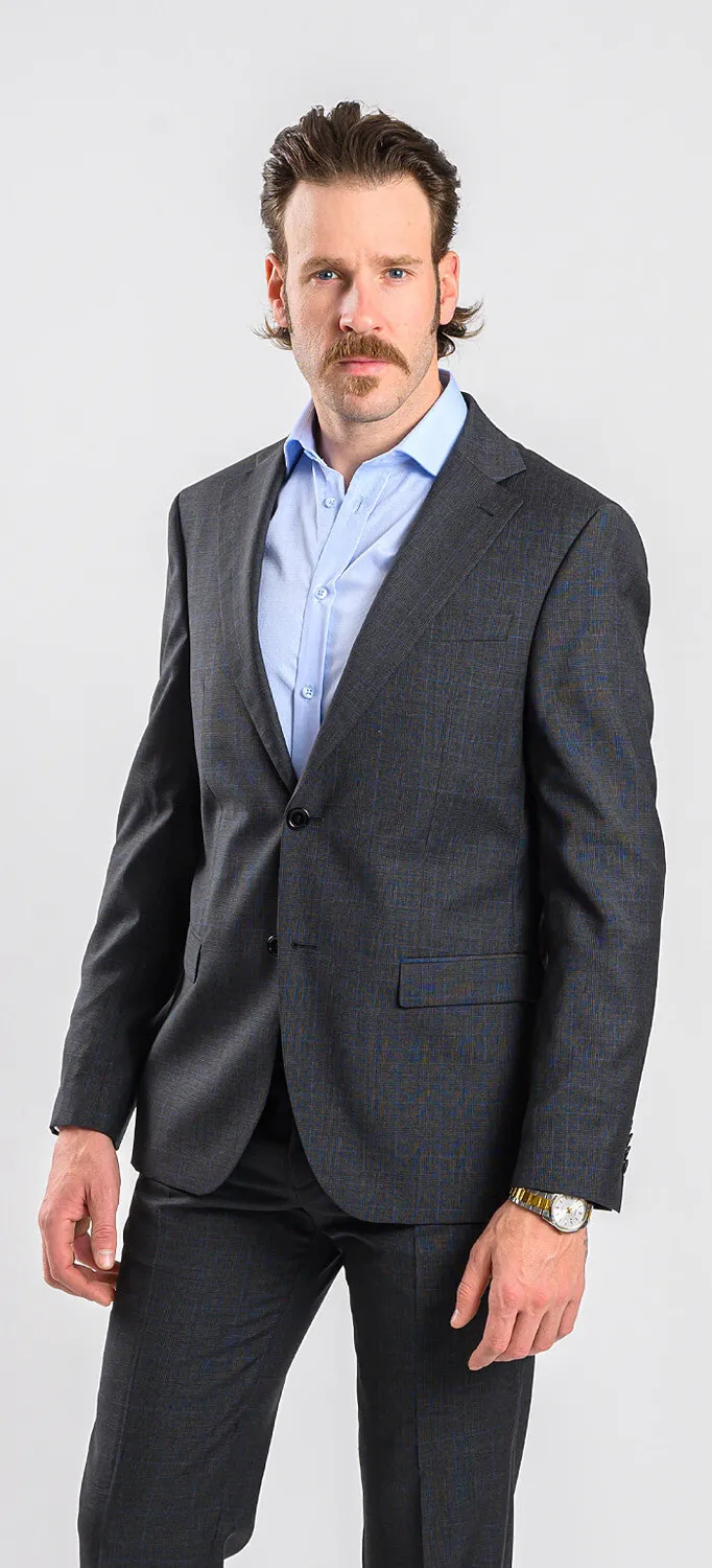 Alain Delon abito grigio quadri slim fit lana 2 bottoni