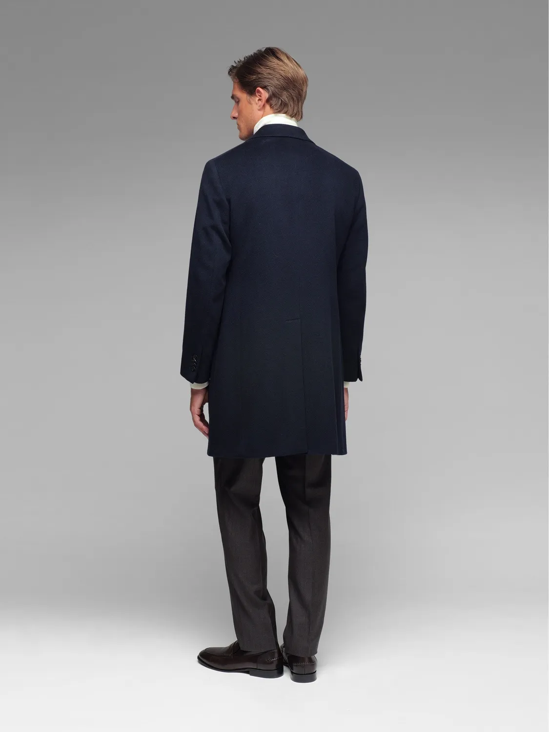 Paoloni Cappotto panno lana cashmere blu