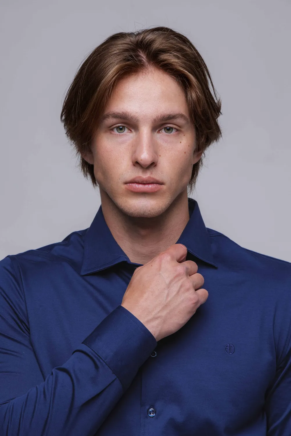 Alain Delon camicia blu extra slim stretch jersey