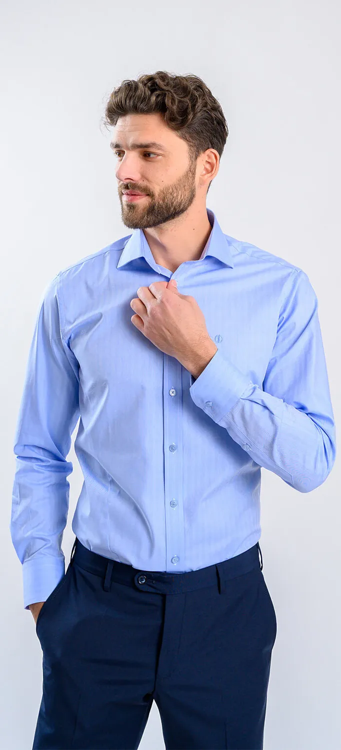 Alain Delon camicia azzurra righe extra slim