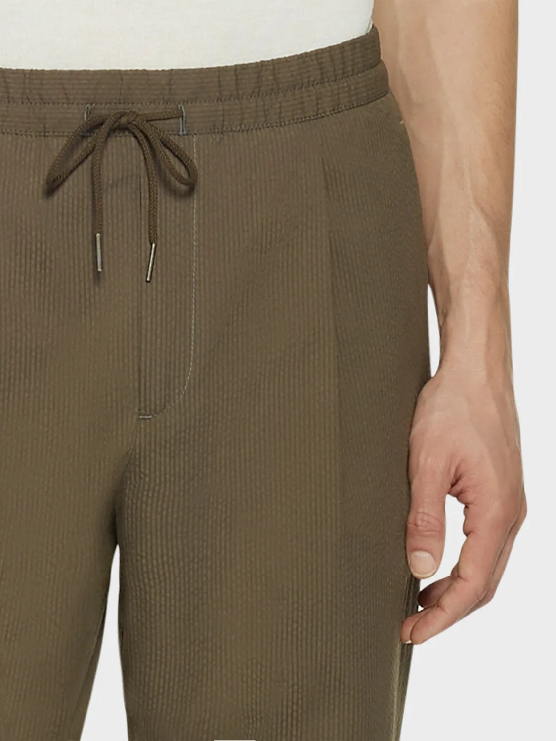 Caruso Pantalone jogger seersucker verde cotone