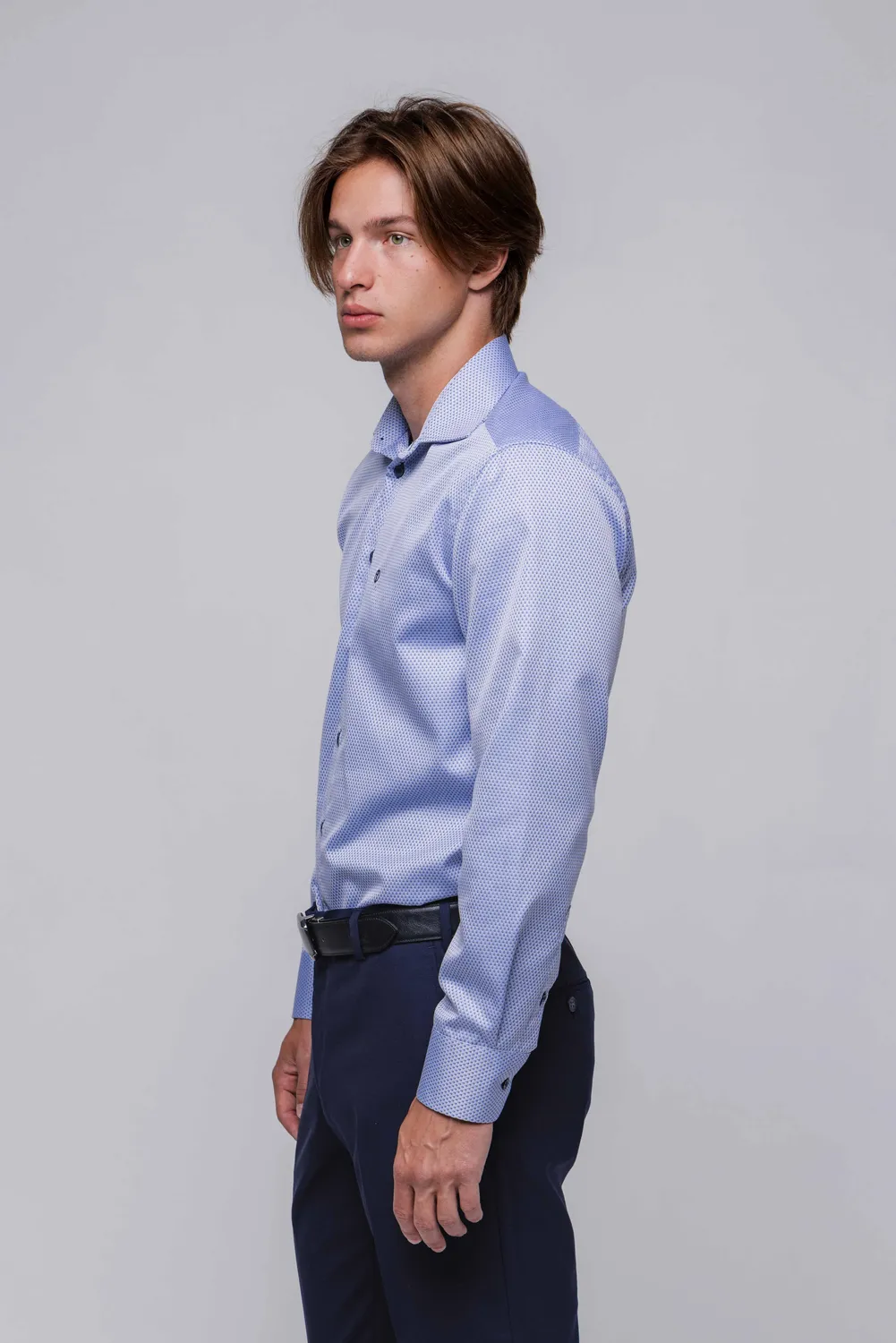Alain Delon camicia Classic Fit blu rombi cotone