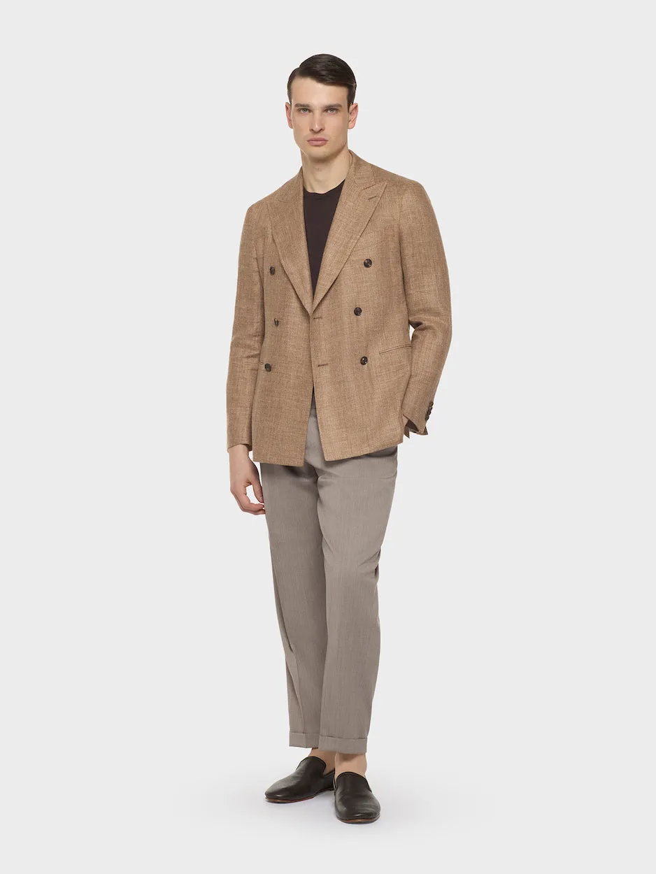 Caruso T-shirt in maglia seta e cotone marrone uomo