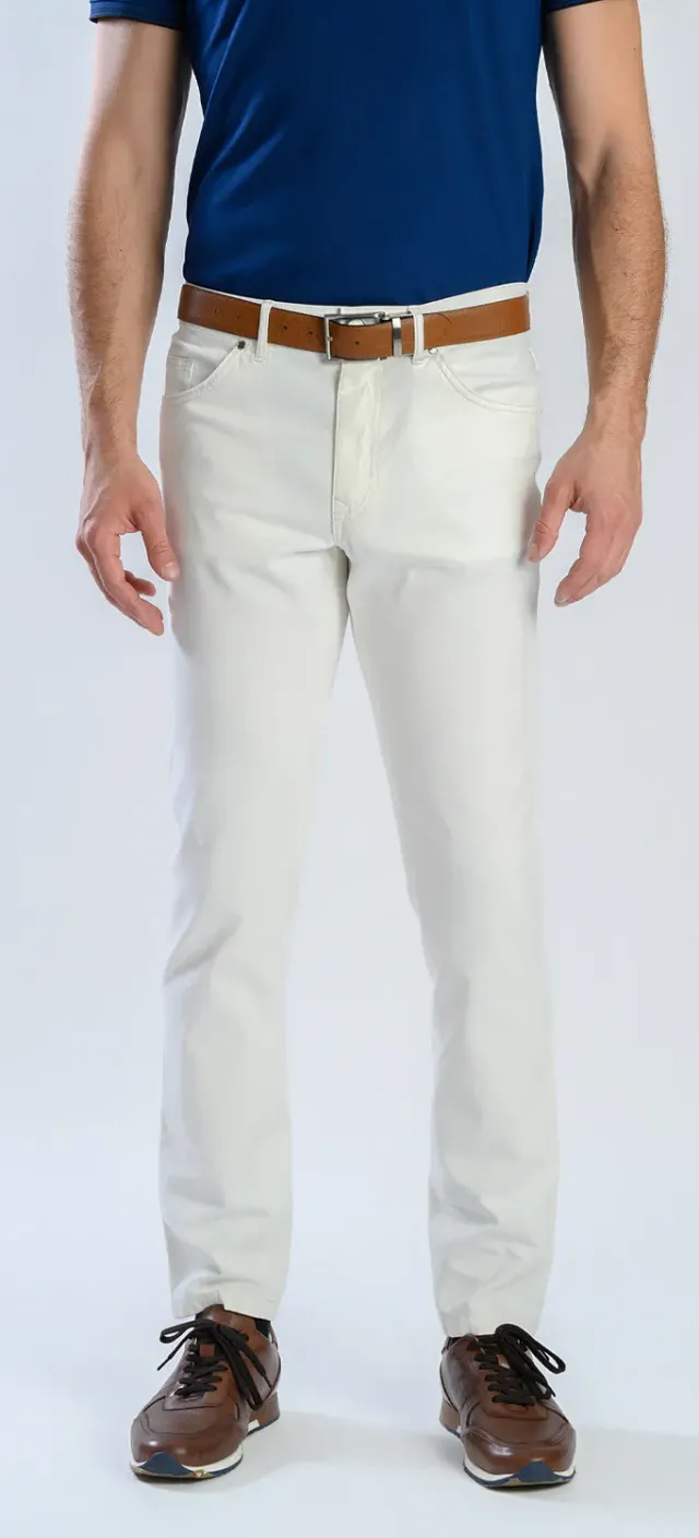 Alain Delon jeans crema slim fit elasticizzati