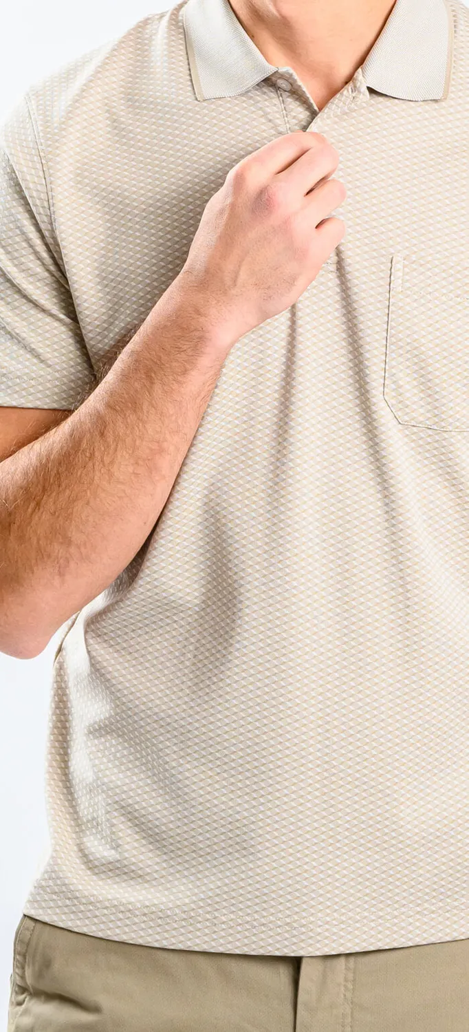 Alain Delon polo beige fantasia quadri slim fit cotone