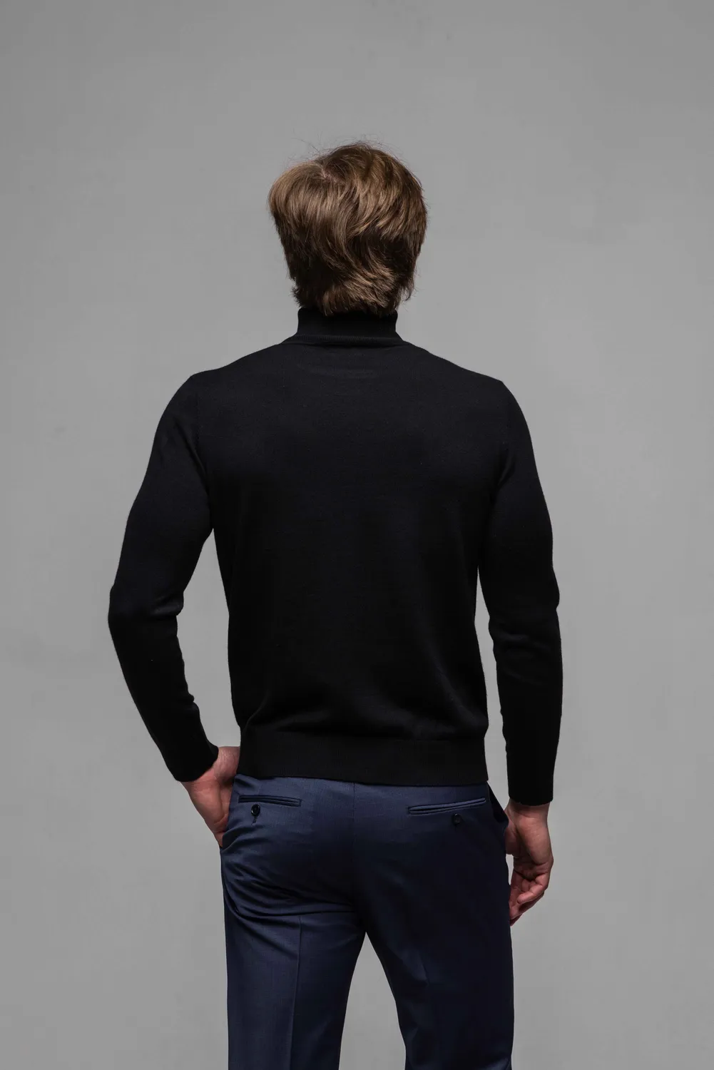 Alain Delon Dolcevita Nero in Maglia Morbido
