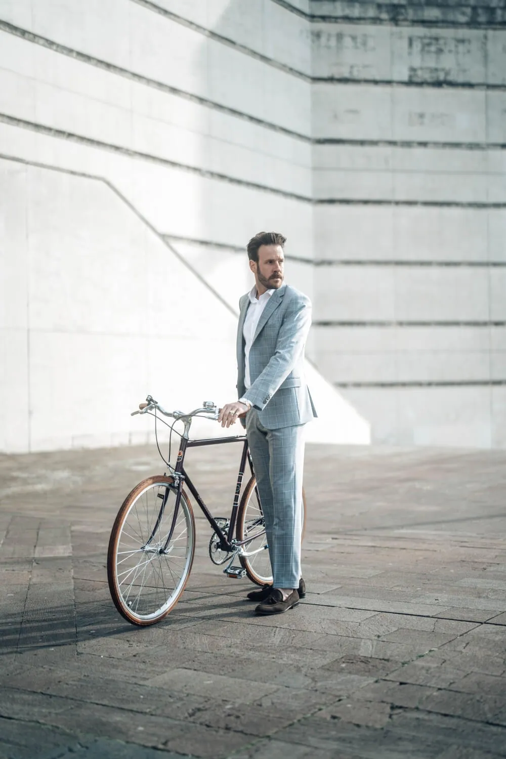 Alain Delon Grey Check Slim Fit abito grigio a quadri