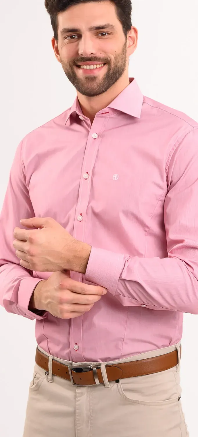 Alain Delon Red Extra Slim Fit camicia a righe rossa