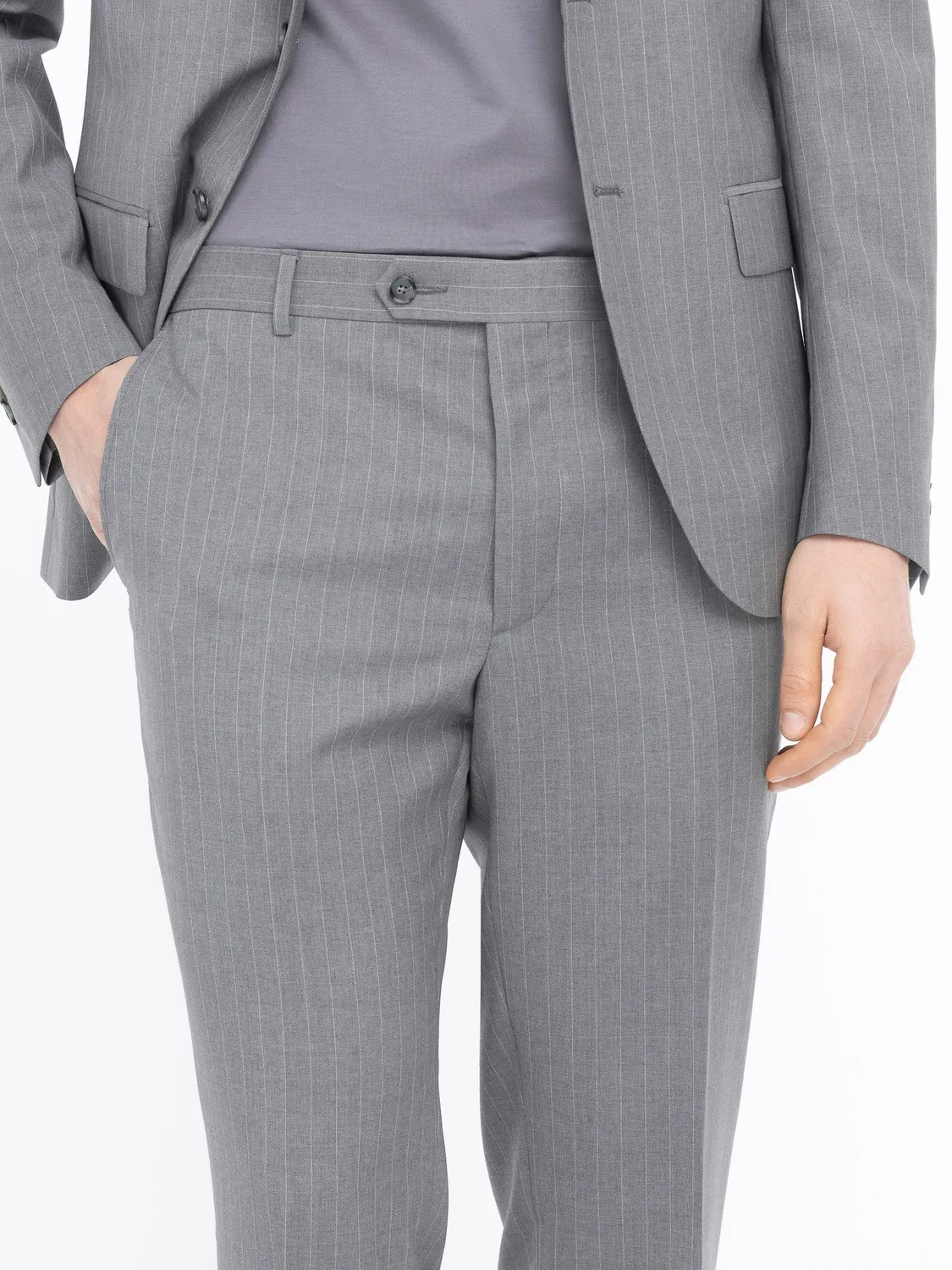 Paoloni Abito Gessato Lana Vergine Super 100's Grigio Slim