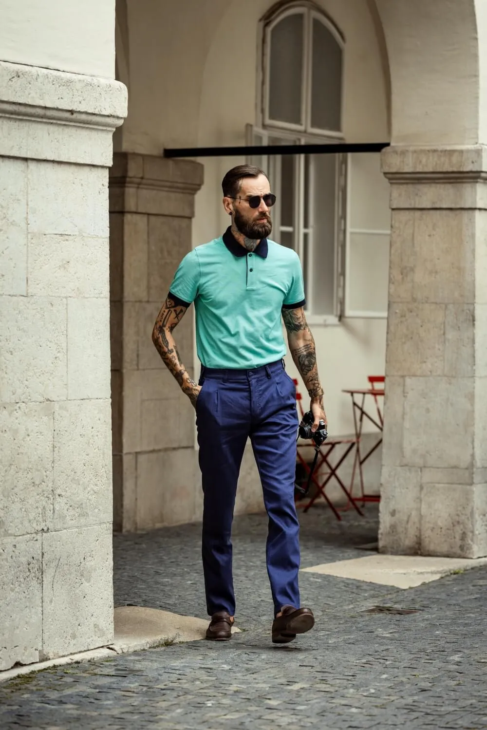 Alain Delon Pantaloni Lino Blu Navy Slim