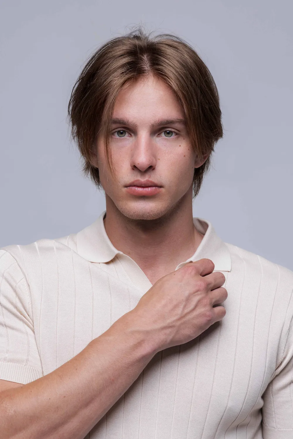 Alain Delon polo maglia beige senza bottoni M
