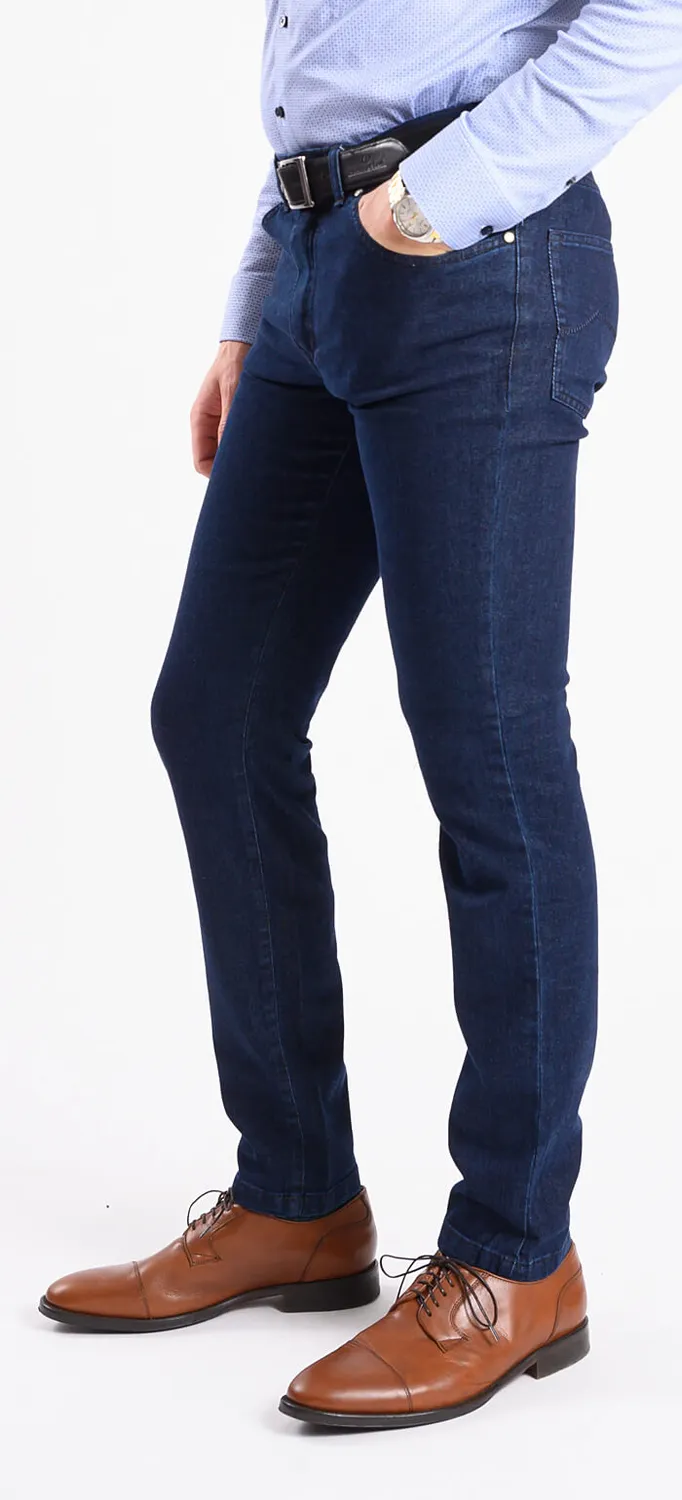 Alain Delon jeans blu scuro slim fit elasticizzati