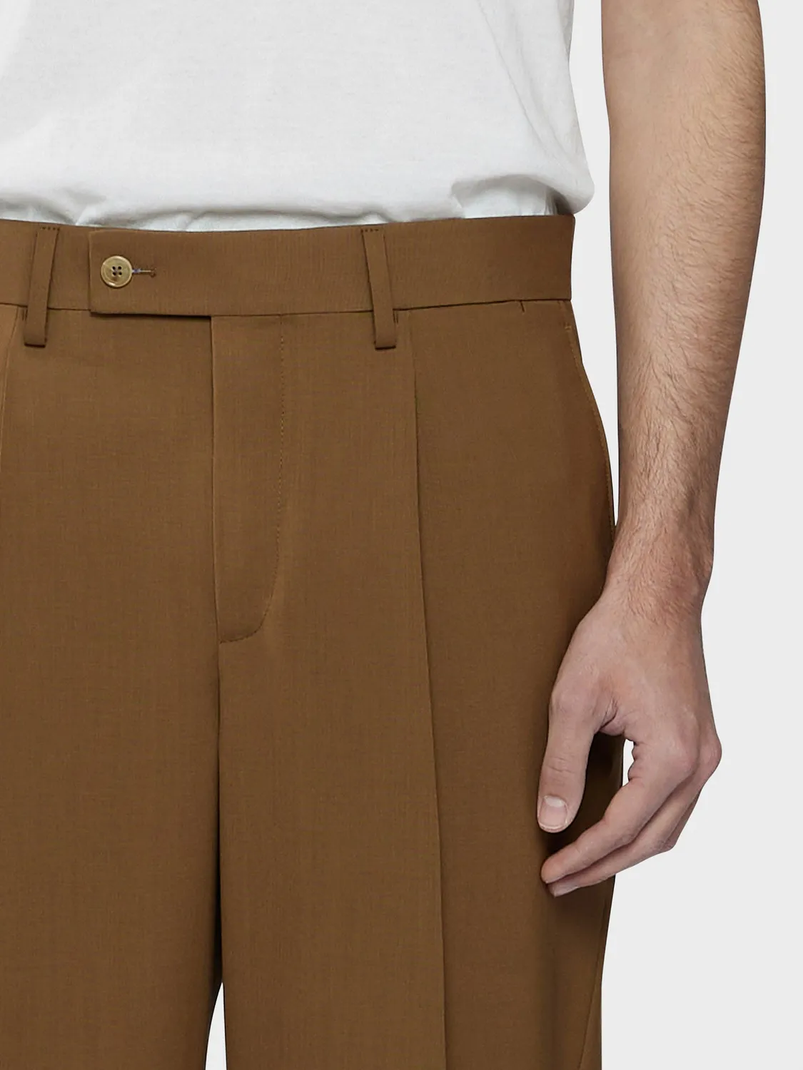 Caruso Houdini pantalone tropical lana marrone