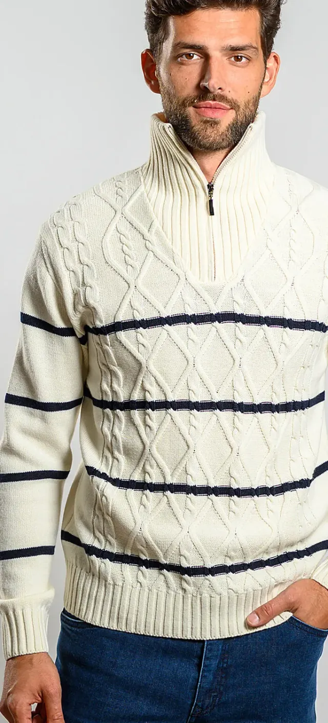 Alain Delon Beige maglione lana merino beige zip M L