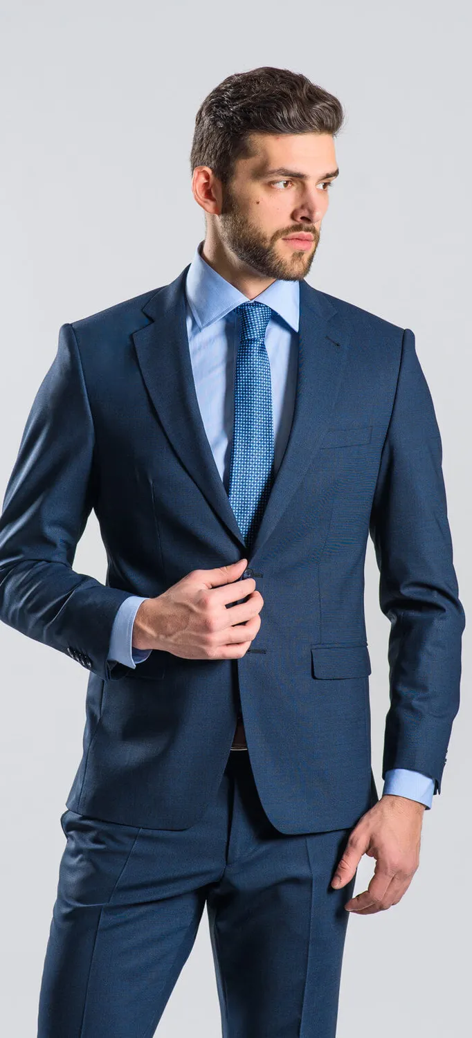 Alain Delon Abito blu slim fit misto anti-stropiccio