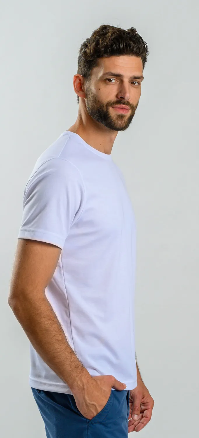 Alain Delon t-shirt bianca slim in micropima