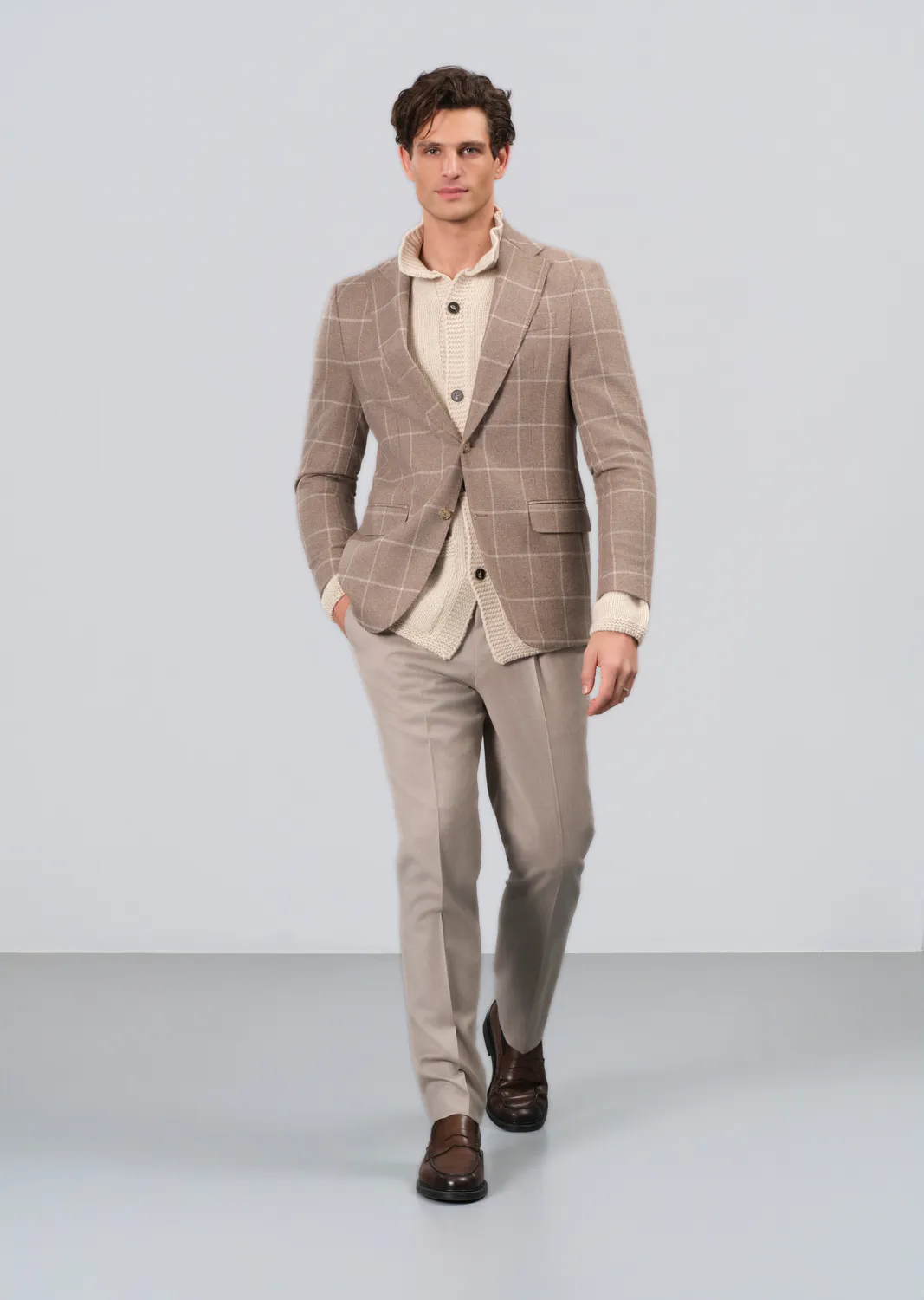 Sand Menswear Soft Lambswool Check blazer lana a quadri