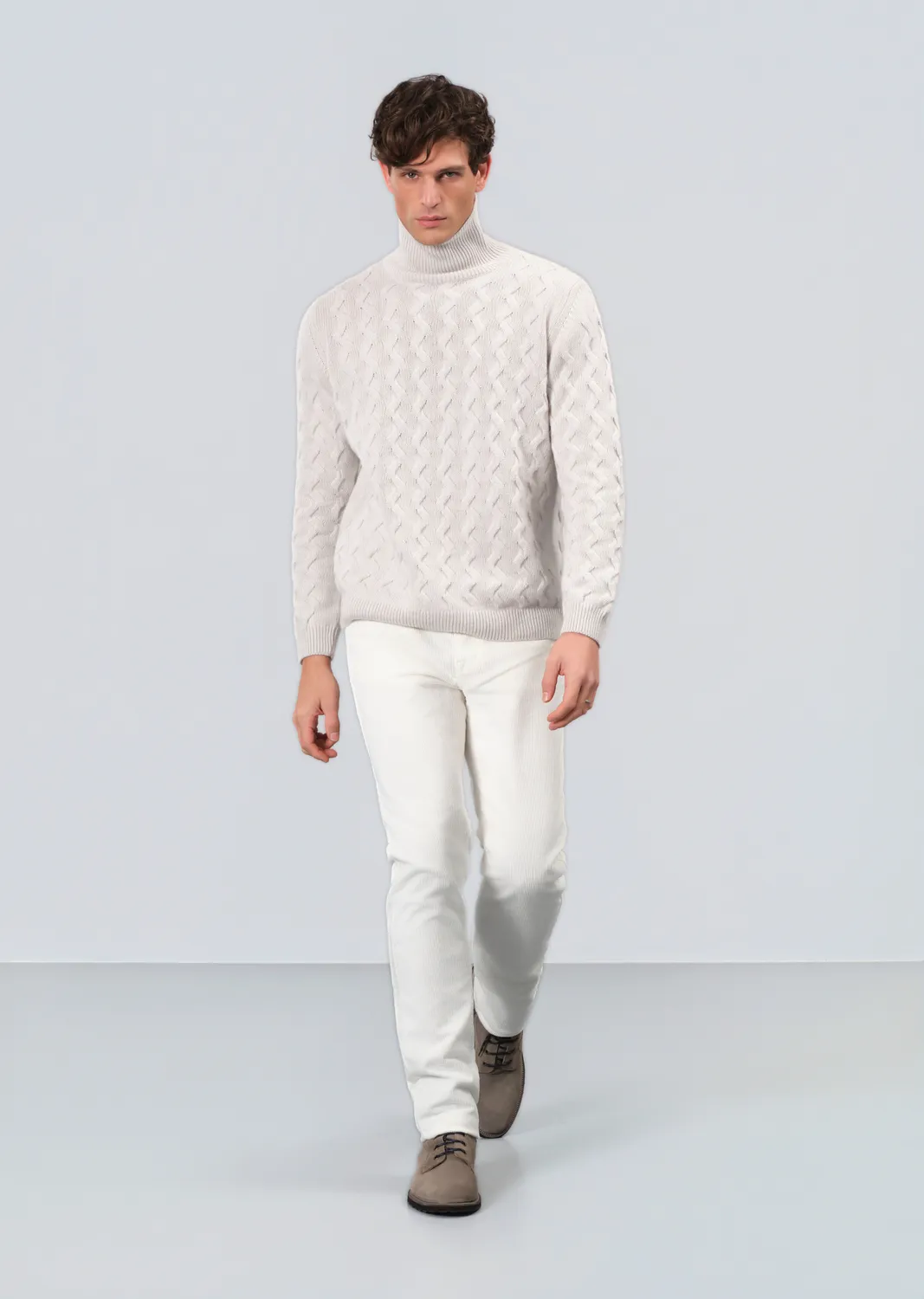 Sand Menswear Id dolcevita lana cashmere bianco