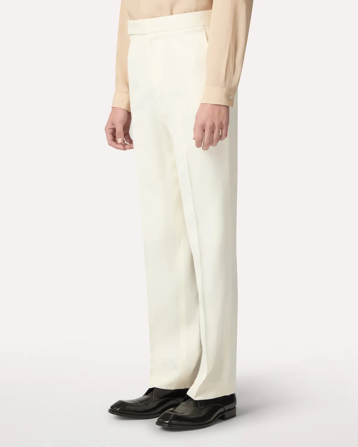 Lardini Pantalone EcoVero viscosa seta panna senza pinces